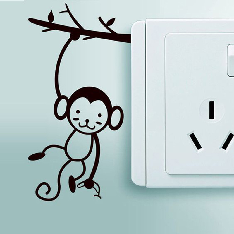 Black Cute Monkey Hanging Tree - Pvc Panel Background ulasan dan harga