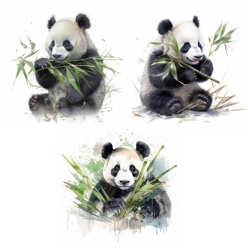 C76# Watercolor Panda Wall Sti - Pvc Panel Background ulasan dan harga